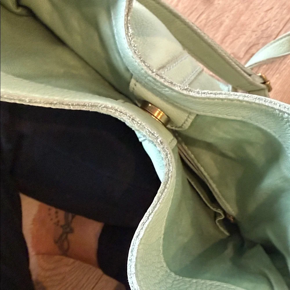 Mint Green Leather Purse Fossil gold trim crossbody bag women’s handbag